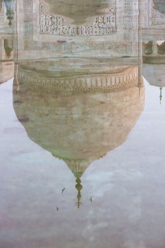 Reflection of the dome of the Taj Mahal, UNESCO World Heritage Site, Agra, Uttar Pradesh, India, Asia