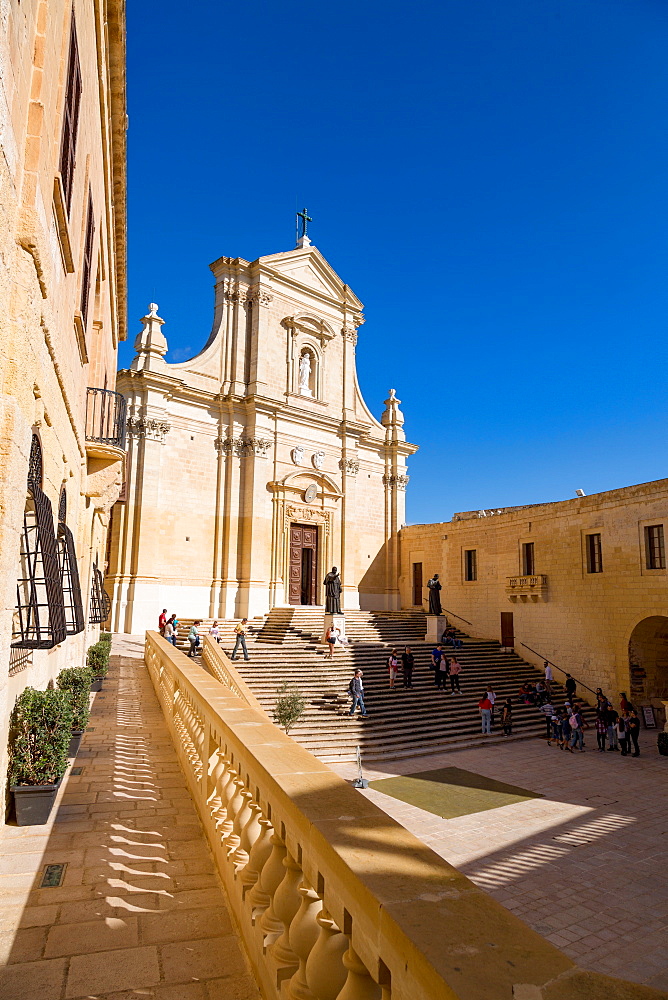 The Catedral de Rabat in the ancient citadel of Victoria (Rabat) in the heart of Gozo, Malta, Mediterranean, Europe