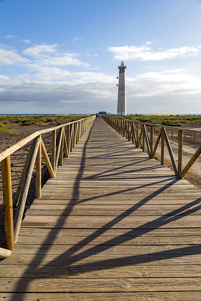 Boardwalk to Faro de Morro Jable on the volcanic Island of Fuerteventura, Canary Islands, Spain, Atlantic, Europe