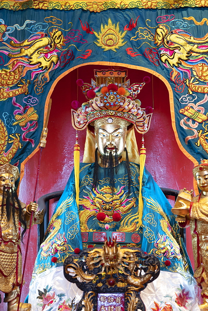 A shrine in the Guan Di Taoist Temple in Chinatown in the capital city of Kuala Lumpur, Malaysia, Southeast Asia, Asia