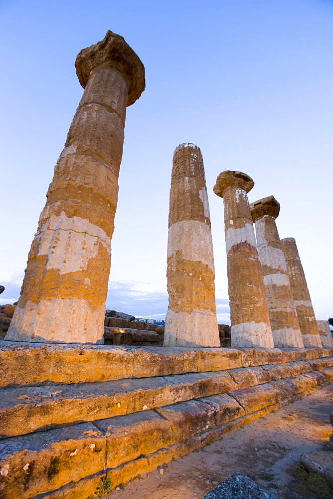 Temple of Heracles, Valley of the Temples (Valle dei Templi), UNESCO World Heritage Site, Agrigento, Sicily, Italy, Europe