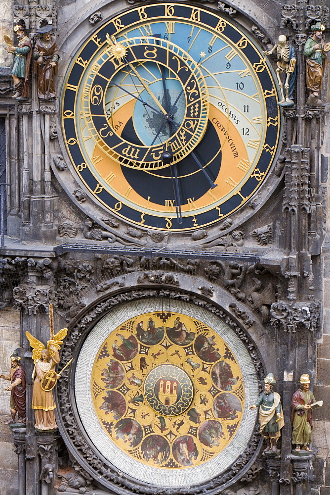 Astronomical clock, Town Hall, Old Town Square, Old Town, Prague, Czech Republic, Europe