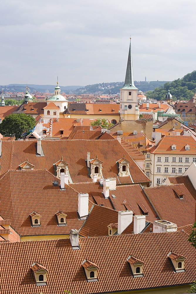 View of rooftops, Little Quarter, Prague, Czech Republic, Europe