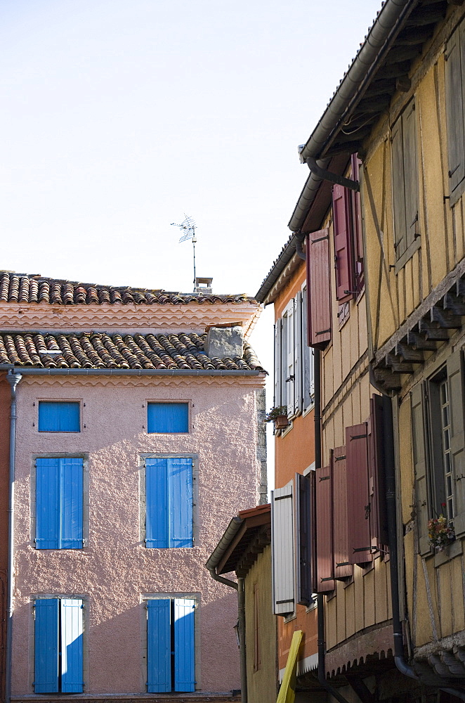 Buildings, Place de la Couverts, Mirepoix, Ariege, Midi-Pyrenees, France, Europe