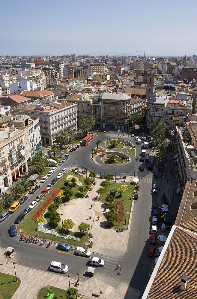 View from tower El Miguelet, Plaza de la Reina, Valencia, Mediterranean, Costa del Azahar, Spain, Europe