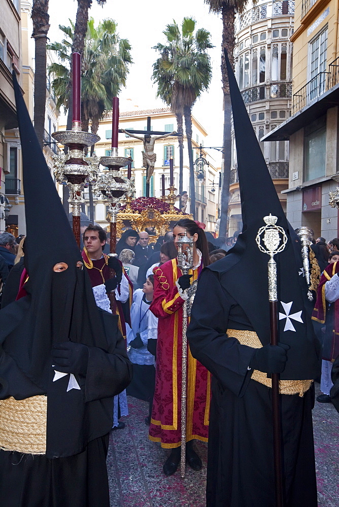 Semana Santa (Holy Week) celebrations, Malaga, Andalucia, Spain, Europe