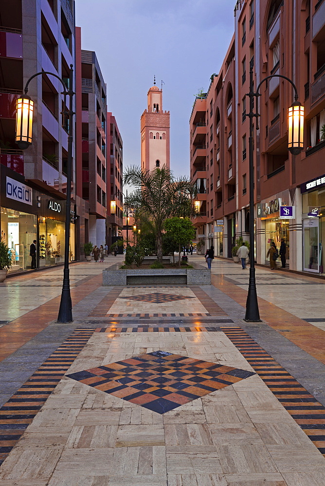 New shopping center and apartments in the wealthy area of Gueliz in Marrakesh, Morocco, North Africa, Africa