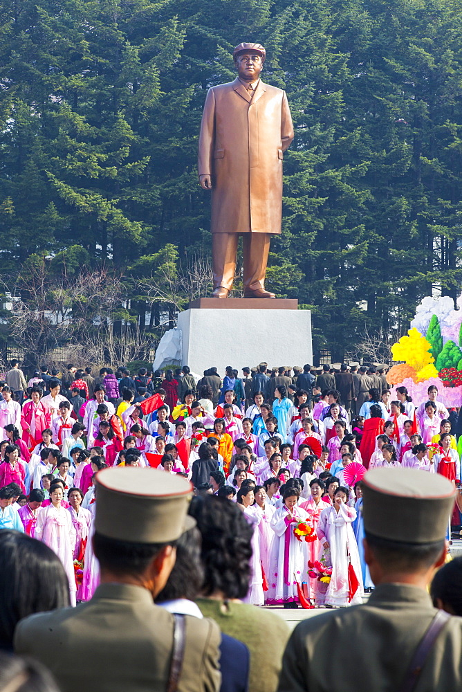 Celebrations on the 100th anniversary of the birth of President Kim Il Sung on April 15th 2012, in Pyongshong, a satellite city outside Pyongyang, Democratic People's Republic of Korea (DPRK), North Korea, Asia