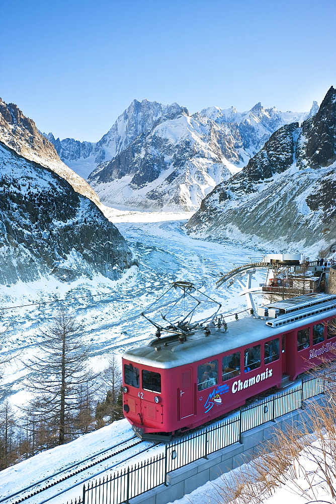 Train du Montenvers by Mer de Glace, Chamonix, Haute Savoie, French Alps, France, Europe