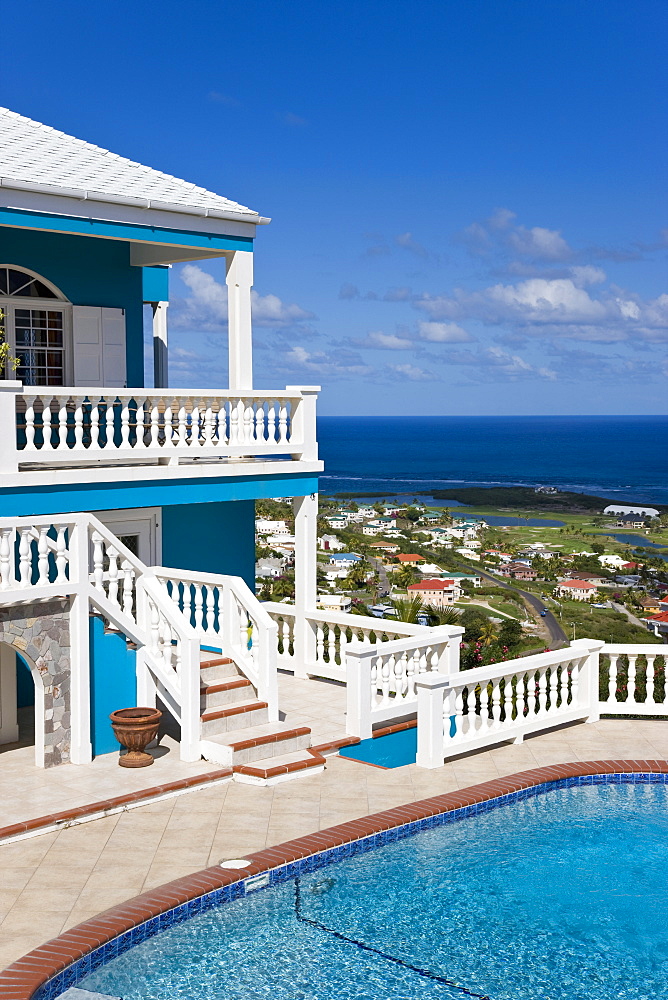 New luxury housing overlooking Frigate Bay on southeast peninsula, St. Kitts, Leeward Islands, West Indies, Caribbean, Central America