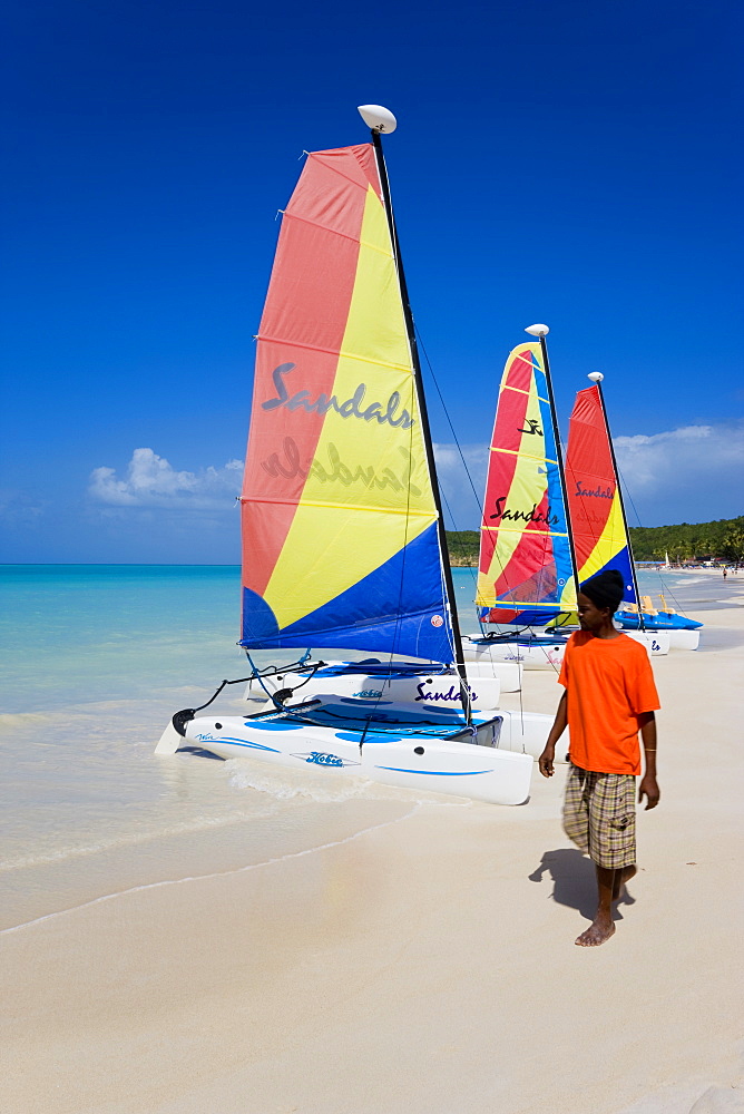 Dickenson Bay beach, the largest and most famous beach in Antigua, Leeward Islands, West Indies, Caribbean, Central America