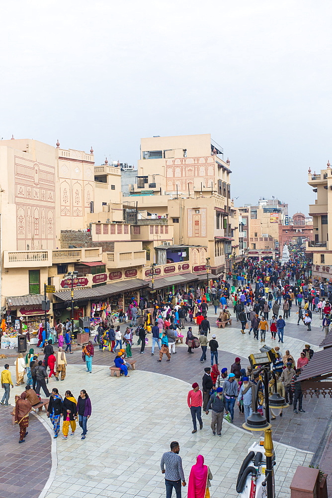 Heritage Street, pedestrian only walking street to the Golden Temple, Amritsar, Punjab, India, Asia