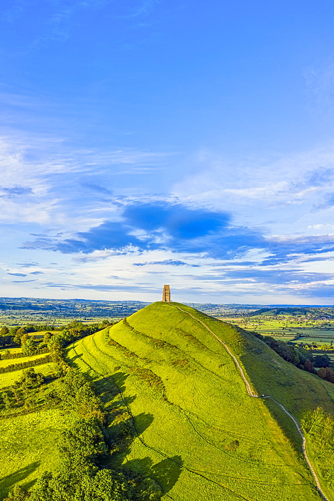 St. Michael's Church Tower on Glastonbury Tor, Glastonbury, Somerset, England, United Kingdom, Europe