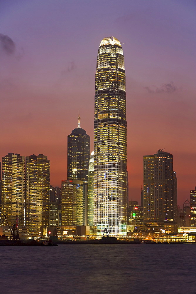 Giant skyscraper of the International Finance Centre towering over the Hong Kong skyline, Hong Kong, China, Asia