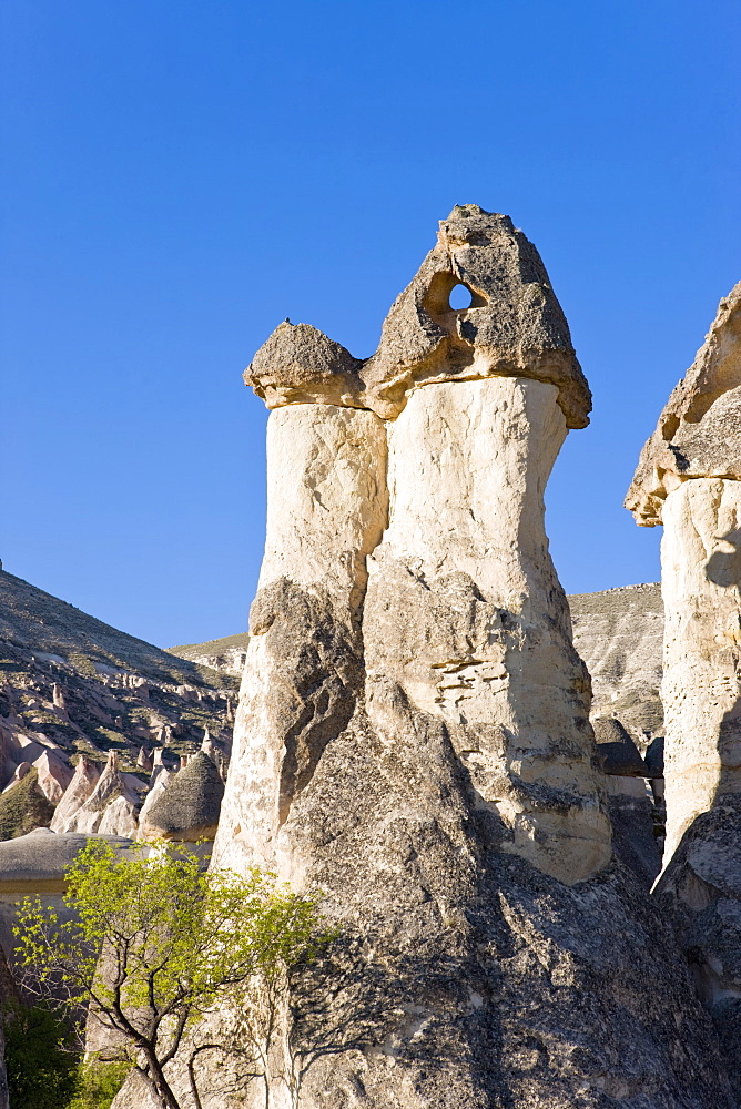 Phallic pillars known as fairy chimneys in the valley known as Love Valley near Goreme in Cappadocia, Anatolia, Turkey, Asia Minor, Eurasia