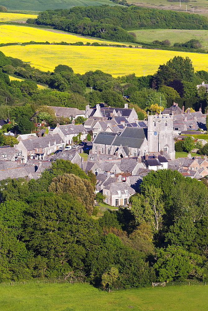 View from Corfe Castle, Corfe, Dorset, England, United Kingdom, Europe