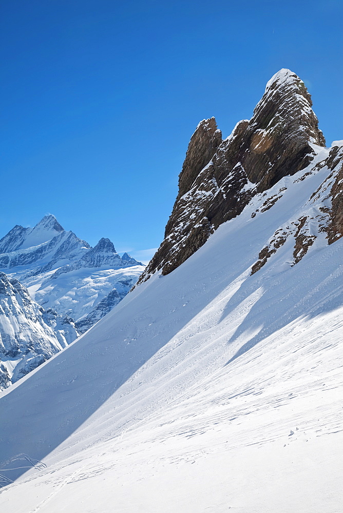 Mountain peaks above Grindelwald, Jungfrau region, Bernese Oberland, Swiss Alps, Switzerland, Europe