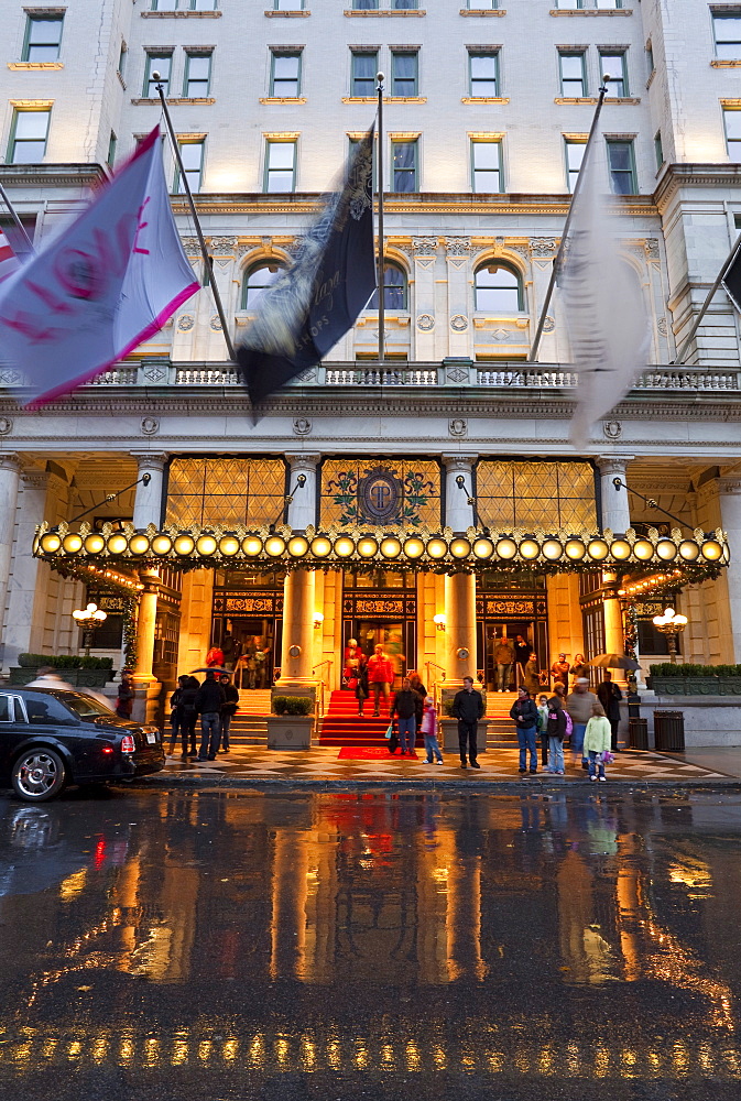 Entrance to the Plaza Hotel on Fifth Avenue, Manhattan, New York City, New York, United States of America, North America