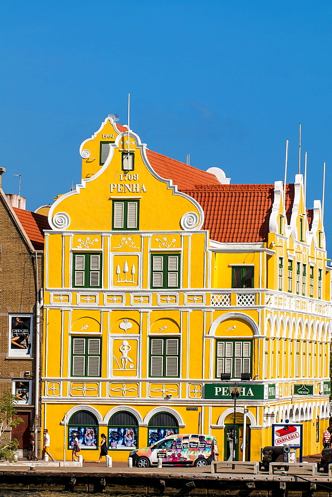 Colourful buildings, architecture in capital city Willemstad, UNESCO World Heritage Site, Curacao, ABC Islands, Dutch Antilles, Caribbean, Central America