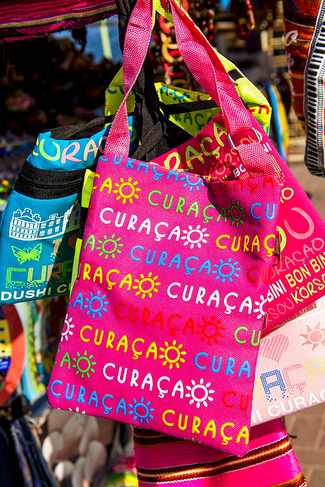 Souvenirs in the local market, Willemstad, Curacao, ABC Islands, Dutch Antilles, Caribbean, Central America