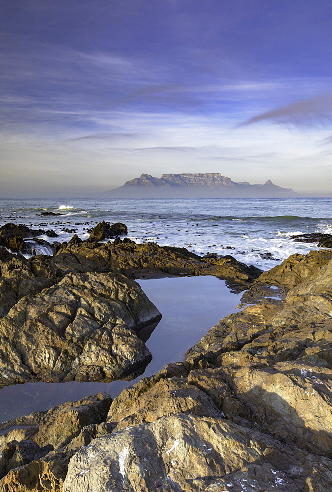 View of Table Mountain from Bloubergstrand, Cape Town, Western Cape, South Africa, Africa