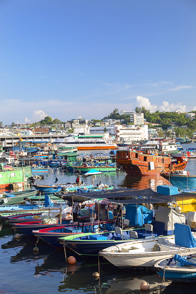 Fishing boats in harbour, Cheung Chau, Hong Kong, China, Asia