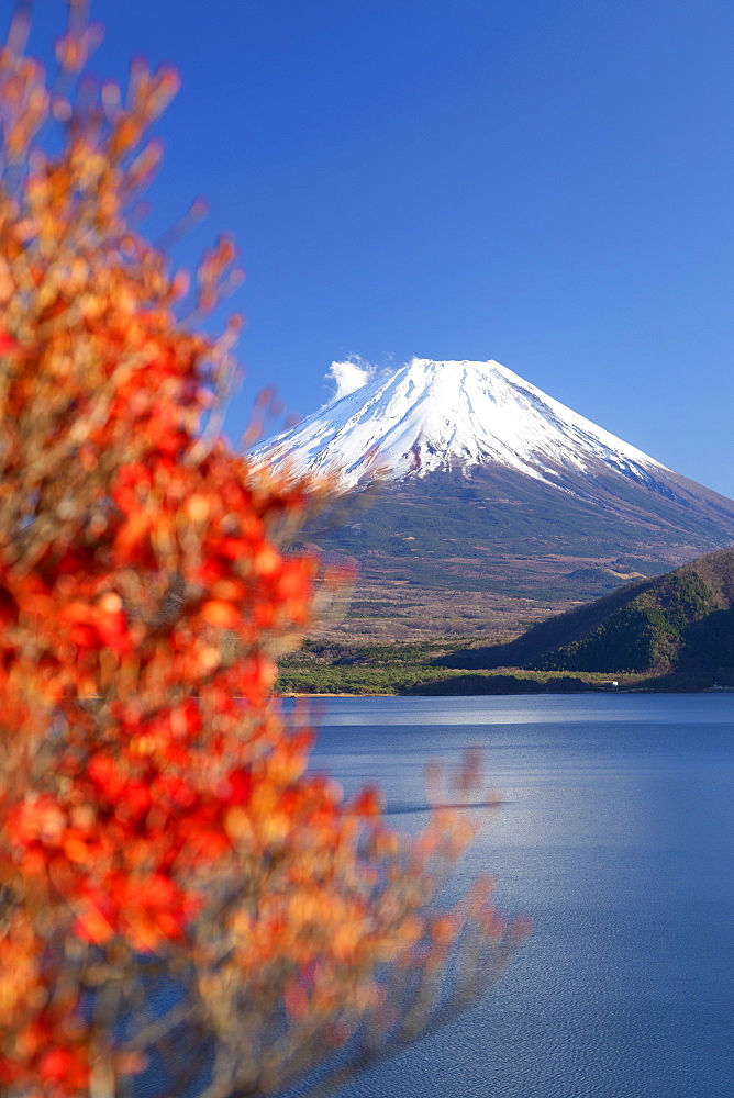 Mount Fuji, UNESCO World Heritage Site, and Lake Motosu, Yamanashi Prefecture, Honshu, Japan, Asia