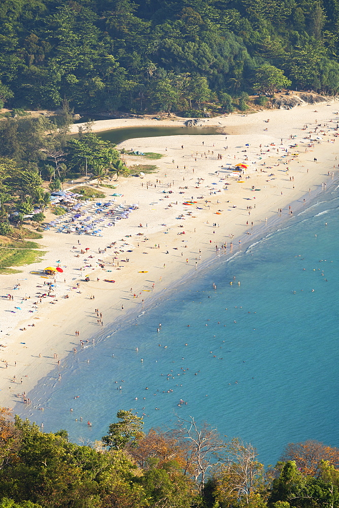 Elevated view of Hai Nan Beach, Phuket, Thailand, Southeast Asia, Asia