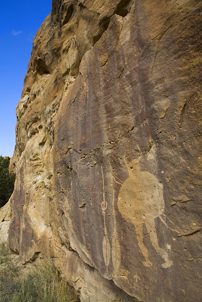 Warrior Panel, Petroglyph, up to 1500 years old, Crow Canyon, New Mexico, United States of America, North America