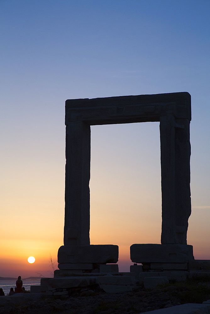 Evening, Temple of Apollo (Portara), Hora (Chora), Naxos Island, Cyclades Group, Greek Islands, Greece, Europe