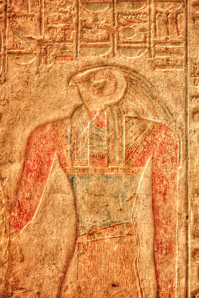 The God Horus, Bas Relief, Beit al-Wali Temple, Kalabsha, UNESCO World Heritage Site, near Aswan, Nubia, Egypt, North Africa, Africa