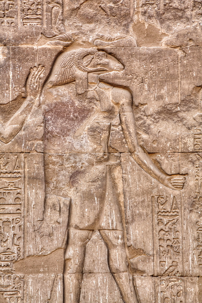 The God Khnum, Bas Relief, Hypostyle Hall, Temple of Khnum, Esna, Egypt, North Africa, Africa