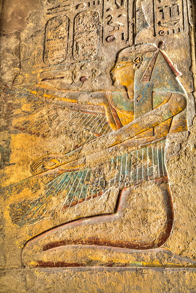 Relief of the Goddess Isis, Tomb of Ramses III, KV11, Valley of the Kings, UNESCO World Heritage Site, Luxor, Thebes, Egypt, North Africa, Africa