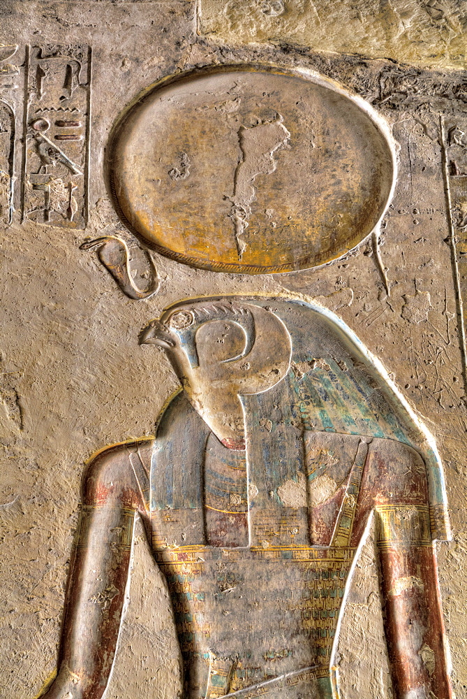 Relief of the God Horus, Tomb of Ramses III, KV11, Valley of the Kings, UNESCO World Heritage Site, Luxor, Thebes, Egypt, North Africa, Africa