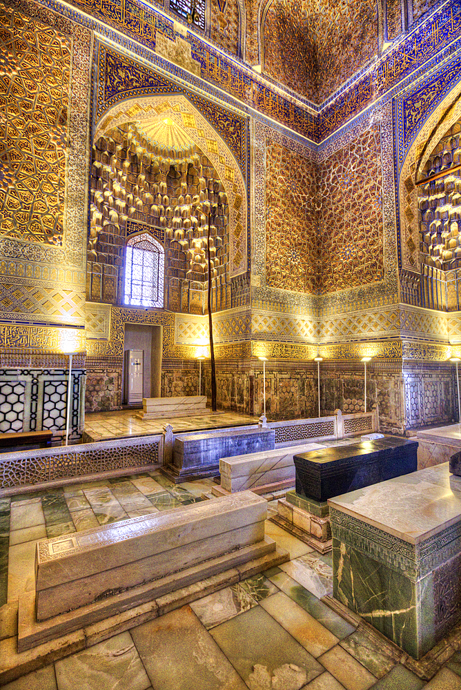 Interior, Gur-E-Amir Complex (Mausoleum), Built 1403, Burial Site of Amir Temir, Samarkand, Uzbekistan