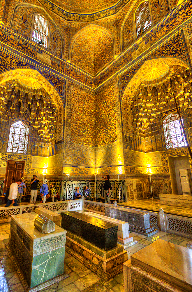 Interior, Gur-E-Amir Complex (Mausoleum), Built 1403, Burial Site of Amir Temir, Samarkand, Uzbekistan