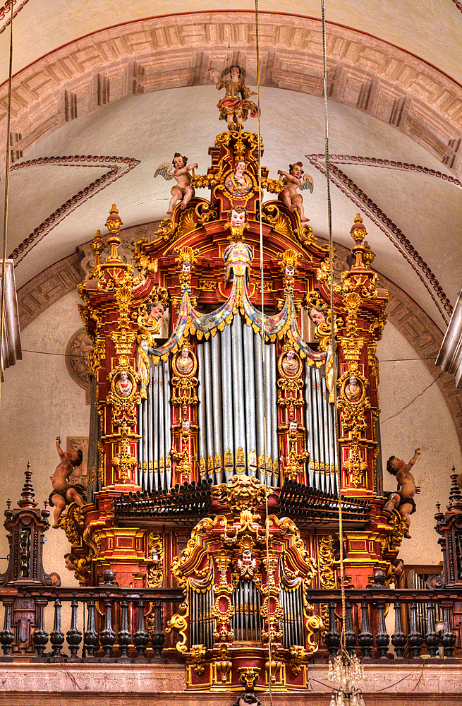 Organ, Church of Santa Prisca de Taxco, founded 1751, UNESCO World Heritage Site, Taxco, Guerrero, Mexico, North America