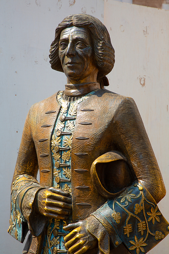 Statue, Jose de la Borda, founded the Early Silver Mines, Taxco, Guerrero, Mexico, North America