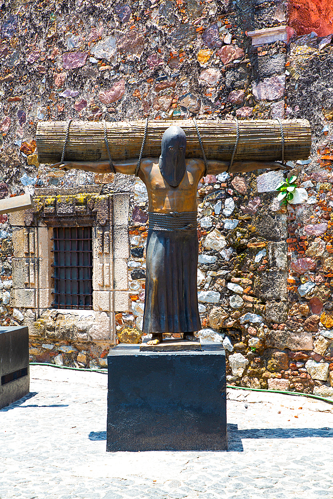 Religious Statue of penitent, Ex-Convent of San Bernardino de Siena, Taxco, Guerrero, Mexico, North America