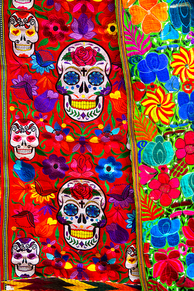 Skull Image, handicrafts for sale, Artisan Market, Mexico City, Mexico, North America