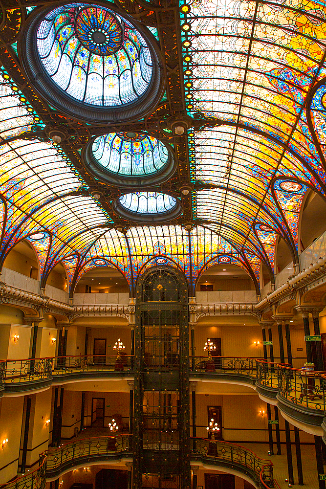 Tiffany Glass Ceiling, Gran Hotel, Mexico City, Mexico, North America