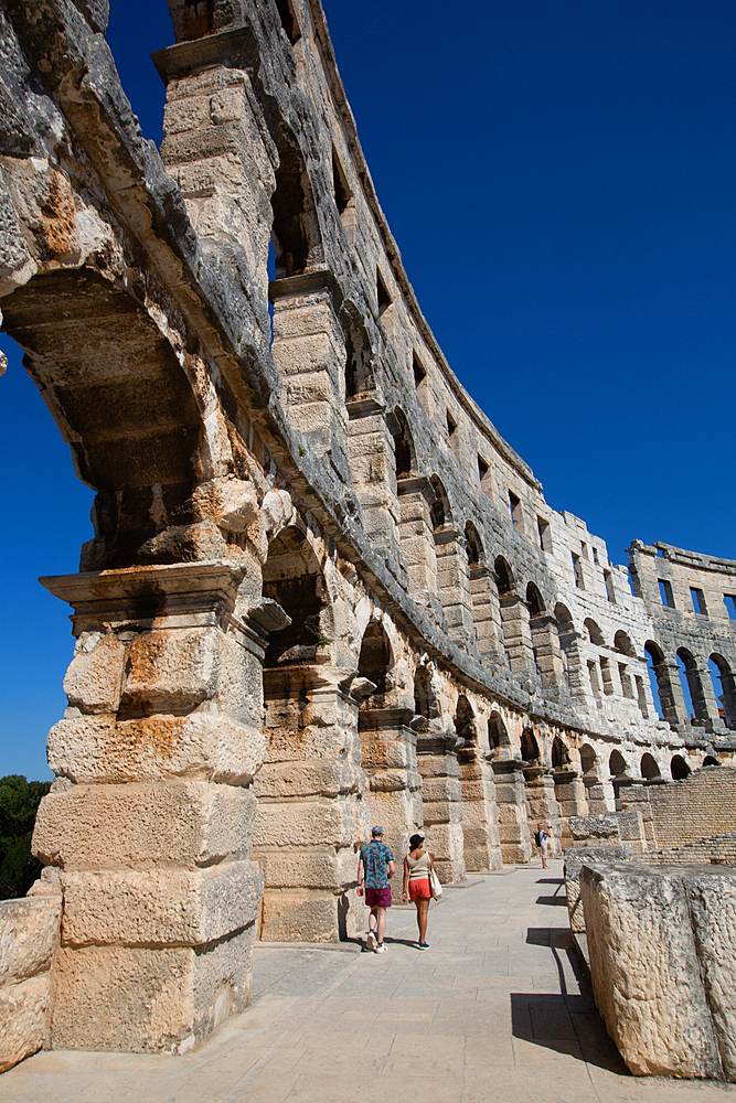 Pula Arena, Roman Amphitheater, constructed between 27 BC and 68 AD, Pula, Croatia, Europe