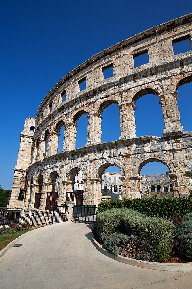 Pula Arena, Roman Amphitheater, constructed between 27 BC and 68 AD, Pula, Croatia, Europe