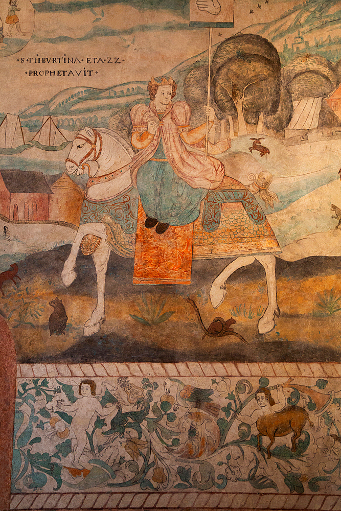 Frescoes by Indigenous Artists, 16th century, Casa del Dean, 1580, Oldest House in Puebla, Historic Center, UNESCO World Heritage Site, Puebla City, Puebla State, Mexico, North America