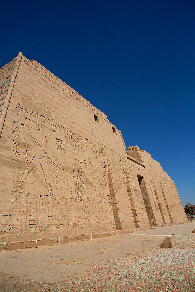 First Pylon, Medinet Habu, Mortuary Temple of Ramesses III, 1187-56 BCE, Ancient Thebes, UNESCO World Heritage Site, Luxor, Egypt, North Africa, Africa