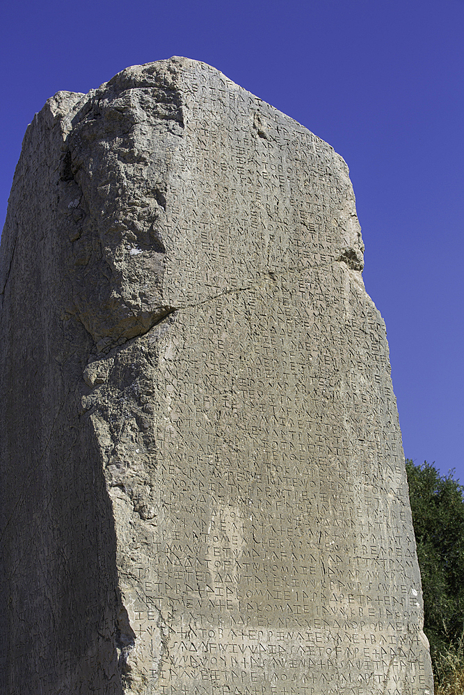 Lycian Inscriptions, Inscribed Pillar, 425 BC, Xanthos Archaeological Site, Originally Founded 8th Century BC, UNESCO World Heritage Site, Near Kalkan, Antalya, Turkey