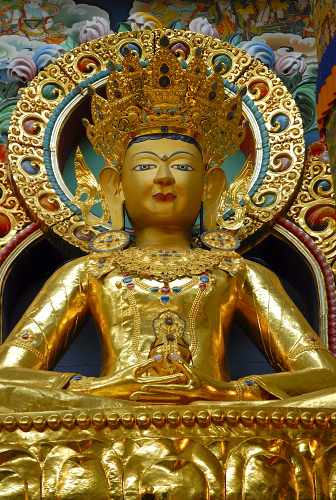 Buddhist Golden Temple in Bylakuppe, Coorg, Karnataka, India, Asia