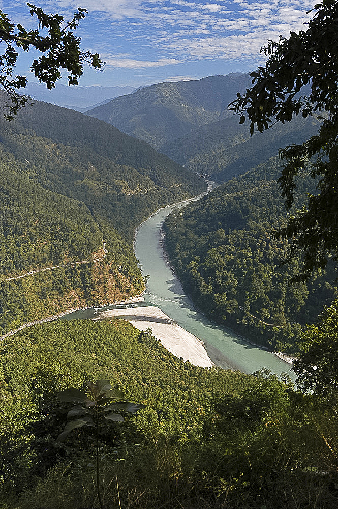 The Tista River flowing through Sikkim, India, Asia