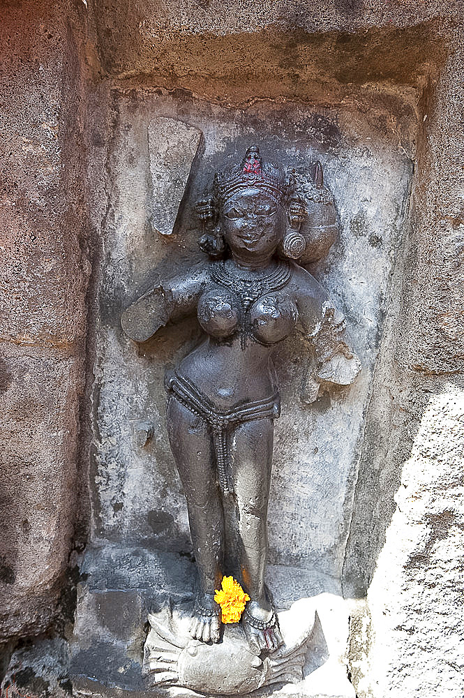 One of the 64 yoginis in the 9th century Yogini Temple, worshipped for their assistance to goddess Durga, Hirapur, Orissa, India, Asia