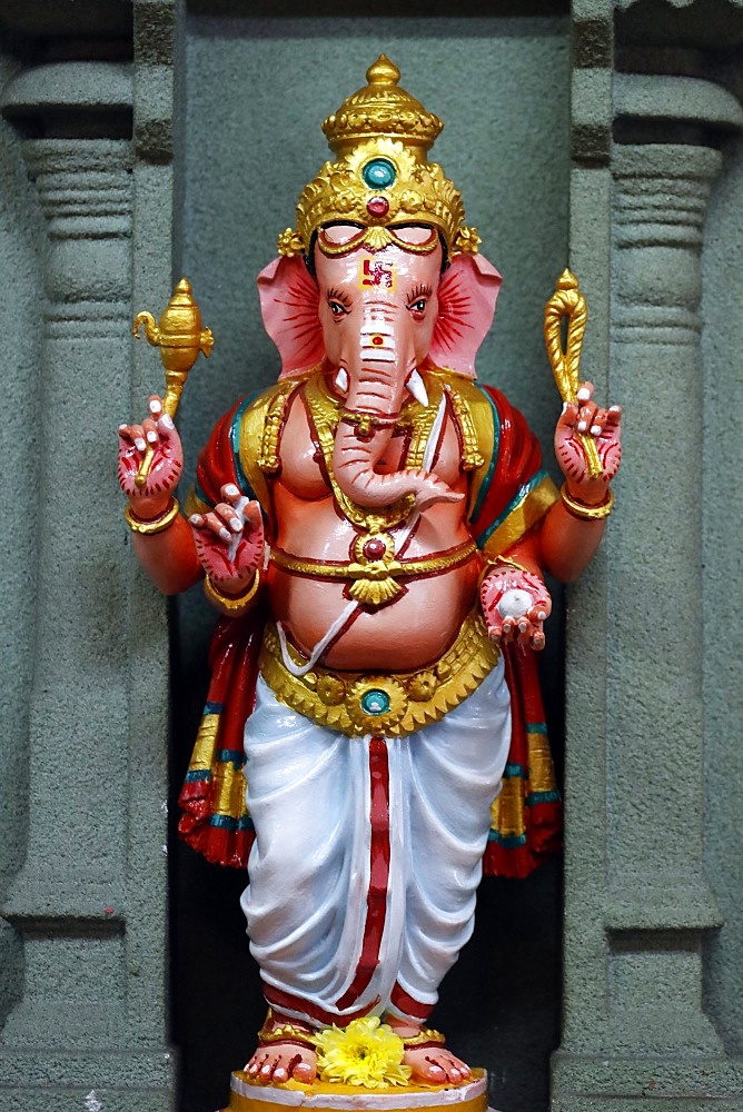 Ganesha (Ganapati) the elephant headed Hindu god, Sri Mahamariamman Hindu Temple, Kuala Lumpur. Malaysia, Southeast Asia, Asia